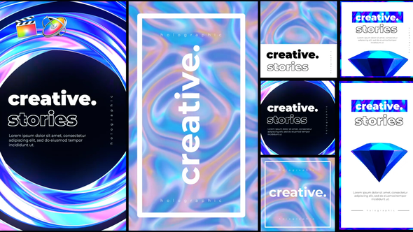 VideoHive Holographic Posts and Stories