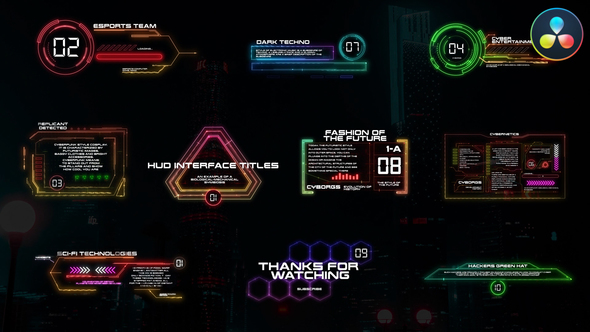 VideoHive HUD Interface Titles for DaVinci Resolve