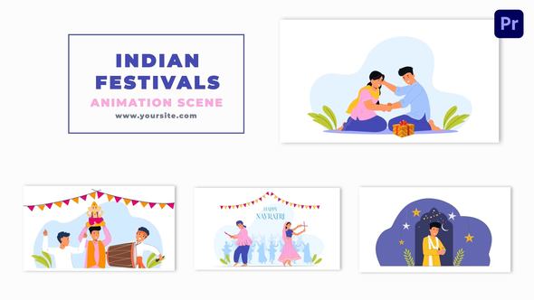 VideoHive Indian Traditional Festivals Celebrating Character Animation Scene