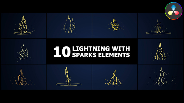 VideoHive Lightning With Sparks Elements | DaVinci Resolve
