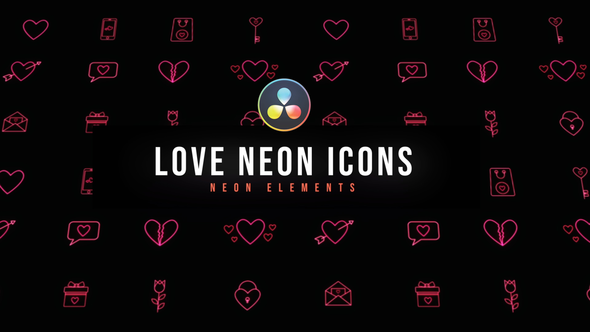VideoHive Love Neon Icons