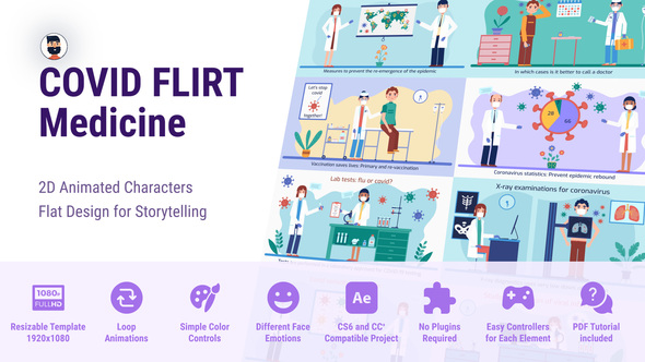 VideoHive Medical Covid Healthcare Explainer Pandemic Safety Flirt MOGRT Premiere Pro