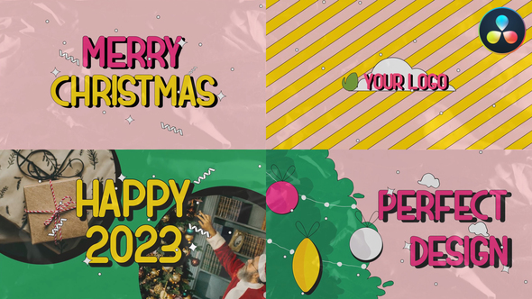 VideoHive Merry Christmas Colorful Greeting Scenes for DaVinci Resolve