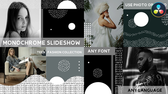 VideoHive Monochrome Slideshow for DaVinci Resolve