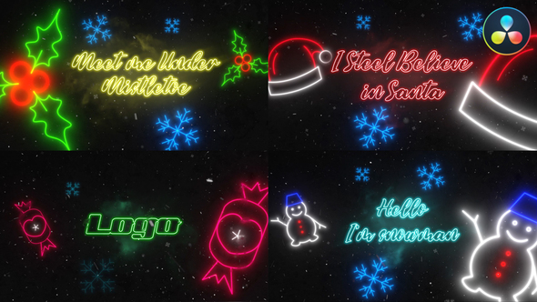 VideoHive Neon Christmas Scene for DaVinci Resolve