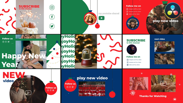 VideoHive New Year Youtube End Screens for DaVinci Resolve