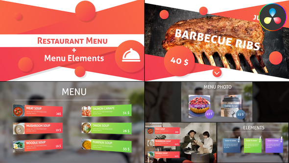 VideoHive Restaurant Menu and Elements for DaVinci Resolve