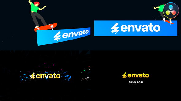 VideoHive Skateboard Trick Logo Reveal for DaVinci Resolve