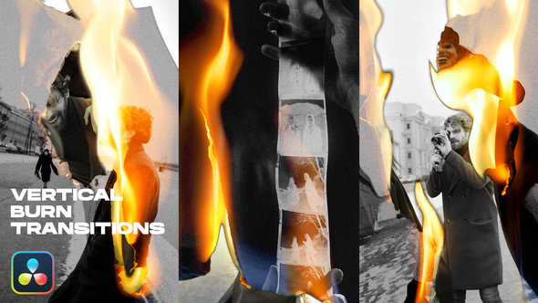 VideoHive Vertical Burn Transitions for DaVinci Resolve | TikTok, Shorts, Reels