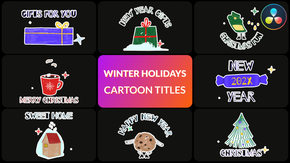 VideoHive Winter Holidays Cartoon Titles | DaVinci Resolve