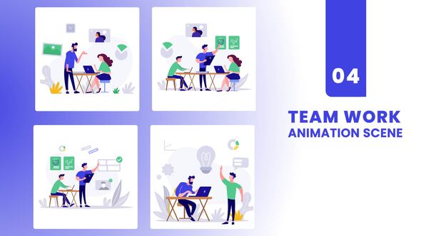 Videohive Process of Team Work Illustration Animation Scene