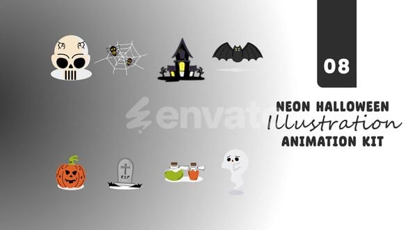 Videohive Neon Halloween Elements