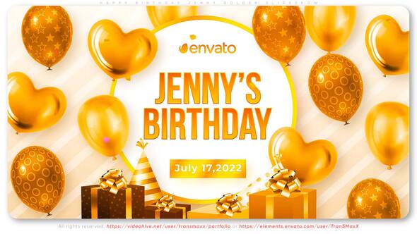 Videohive Happy Birthday Jenny Golden Slideshow