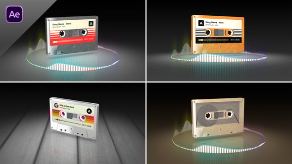 Videohive 3D Music Cassette with Audio Spectrum Visualizer