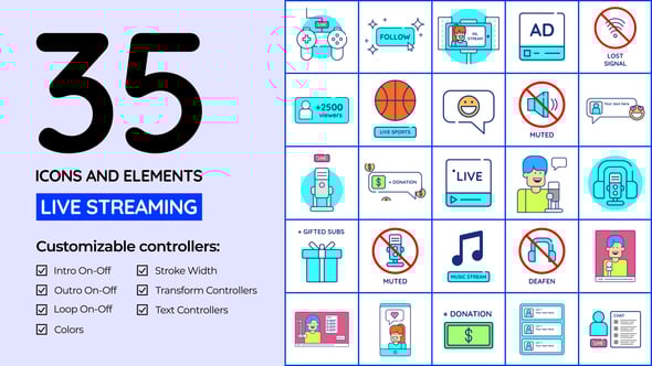 Videohive Live Streaming Icons and Elements