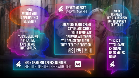 Videohive Neon Gradient Speech Bubbles
