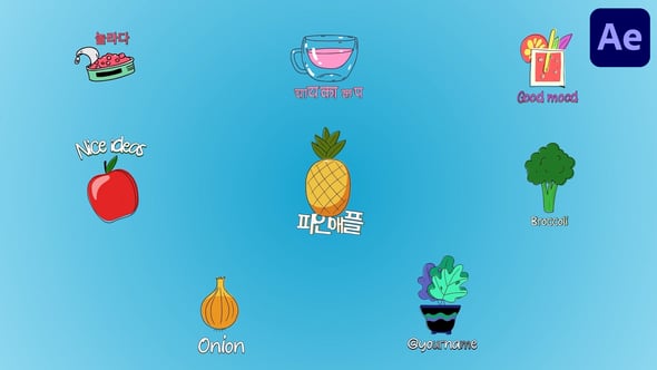 Videohive Looped Fresh Food Icons And Title Pack for After Effects