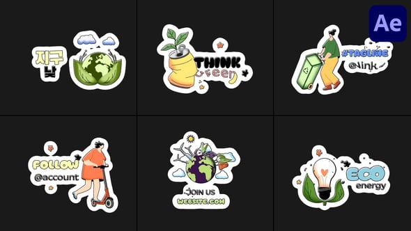Videohive Ecology Stickers | After Effects