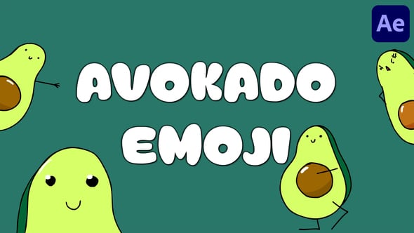 Videohive Avokado Emoji Stickers for After Effects