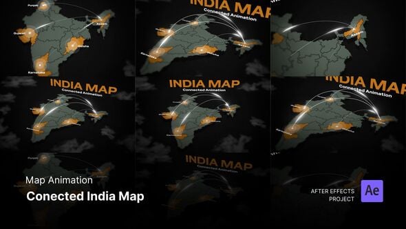 Videohive Map Animation – Connected India Map Animation After Effects Template