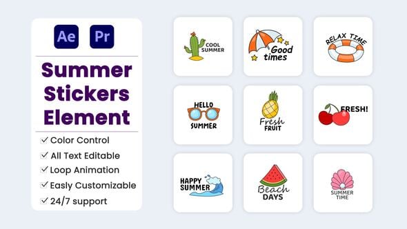 Videohive Summer Stickers Element