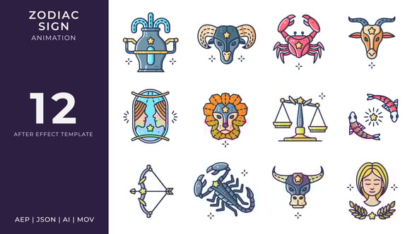 Videohive Zodiac Sign Animated Icons | After Effects
