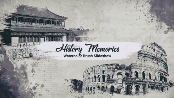 Videohive History Memories // Watercolor Brush Slideshow